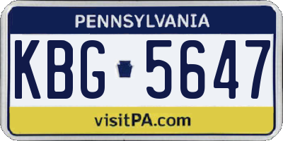 PA license plate KBG5647