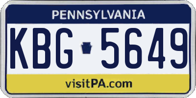 PA license plate KBG5649