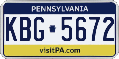 PA license plate KBG5672