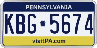 PA license plate KBG5674