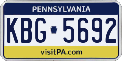 PA license plate KBG5692