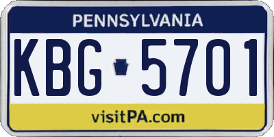 PA license plate KBG5701