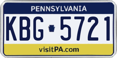 PA license plate KBG5721