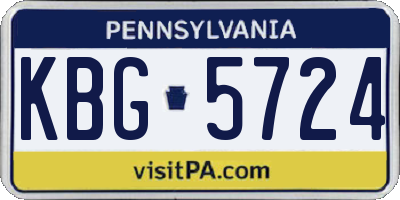 PA license plate KBG5724