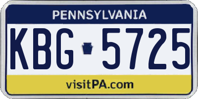 PA license plate KBG5725