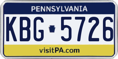 PA license plate KBG5726