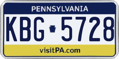 PA license plate KBG5728