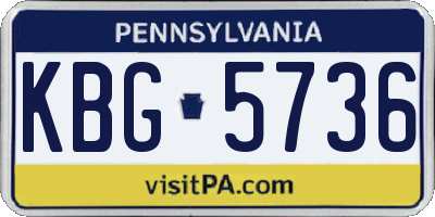 PA license plate KBG5736