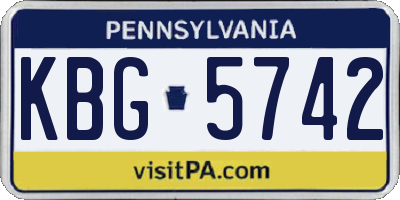 PA license plate KBG5742