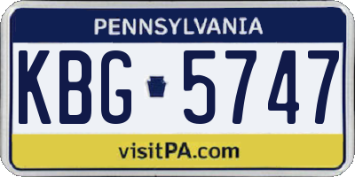 PA license plate KBG5747