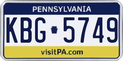 PA license plate KBG5749