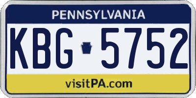 PA license plate KBG5752