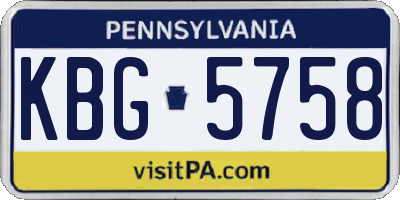 PA license plate KBG5758