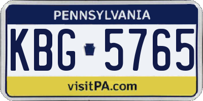 PA license plate KBG5765