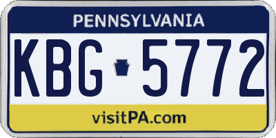 PA license plate KBG5772