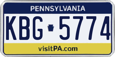 PA license plate KBG5774