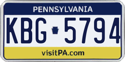PA license plate KBG5794