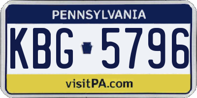 PA license plate KBG5796