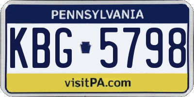 PA license plate KBG5798