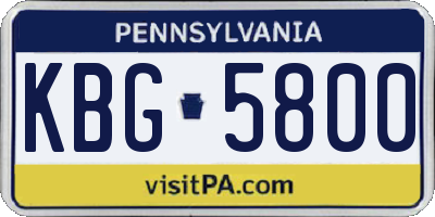 PA license plate KBG5800