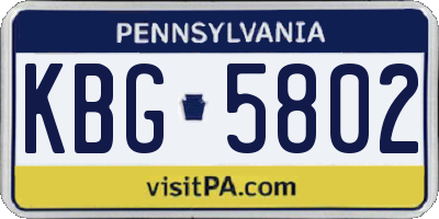 PA license plate KBG5802