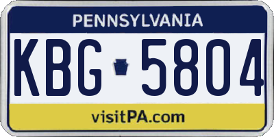 PA license plate KBG5804