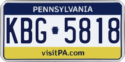PA license plate KBG5818