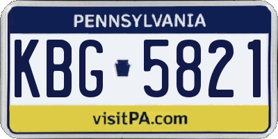 PA license plate KBG5821