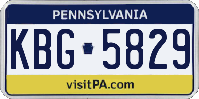 PA license plate KBG5829