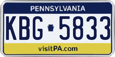 PA license plate KBG5833