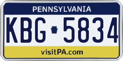 PA license plate KBG5834
