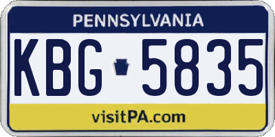 PA license plate KBG5835