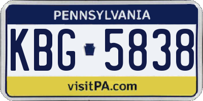 PA license plate KBG5838
