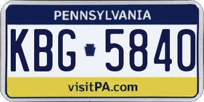 PA license plate KBG5840