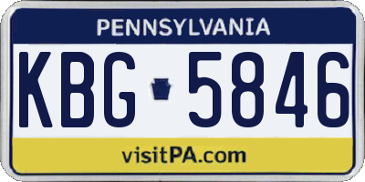PA license plate KBG5846