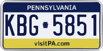 PA license plate KBG5851