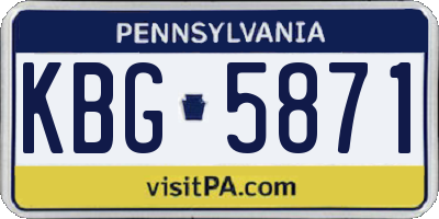 PA license plate KBG5871