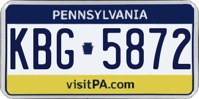 PA license plate KBG5872