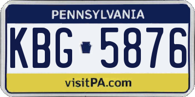 PA license plate KBG5876