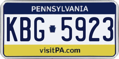 PA license plate KBG5923