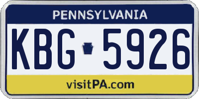 PA license plate KBG5926