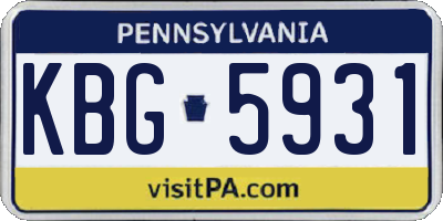 PA license plate KBG5931