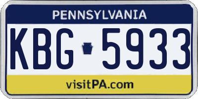 PA license plate KBG5933