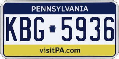 PA license plate KBG5936