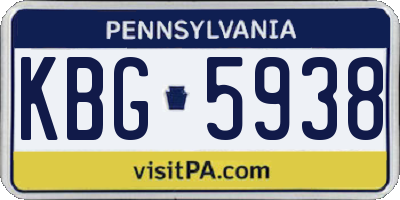 PA license plate KBG5938