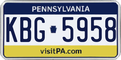 PA license plate KBG5958