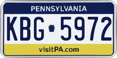 PA license plate KBG5972