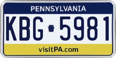 PA license plate KBG5981
