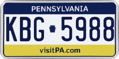 PA license plate KBG5988