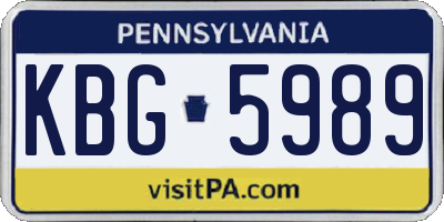 PA license plate KBG5989